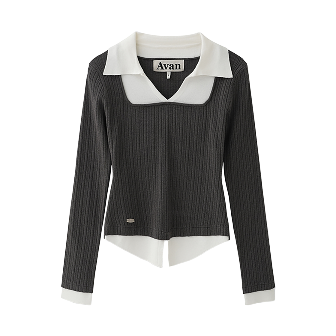 AD63KN07CH AVANDRESS Cove Layered Collar Knit CHARCOAL