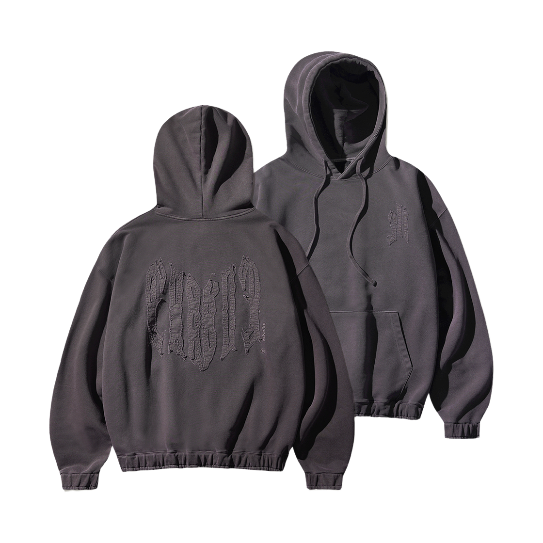 SHHD6827_Ashpurple_291 EZKATON Grunge Patch Pigment Hoodie Ashpurple SHHD6827