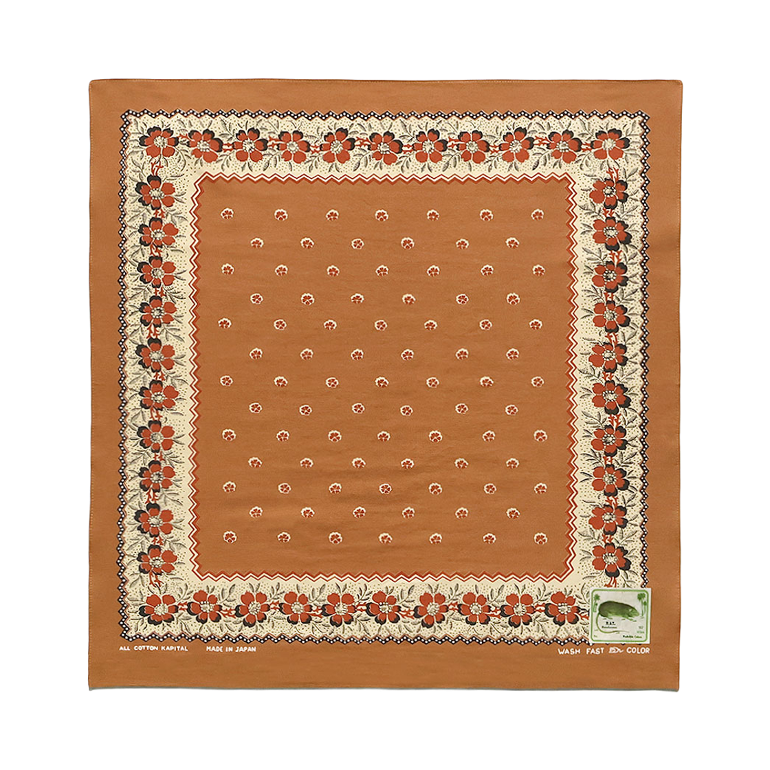K2609BA506 Kapital Fastcolor Selvedge Bandana Garland Calico Brown
