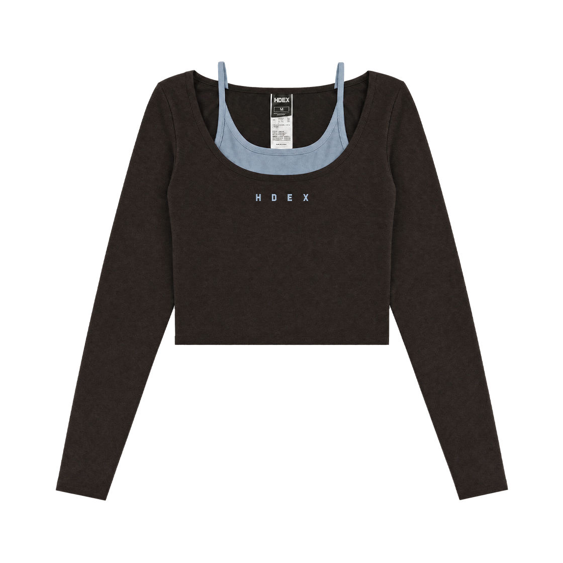 에이치덱스 소피 레이어드 롱 슬리브 브라탑 브라운(HDEX Sophie Layered Long Sleeve Bra Top Brown)