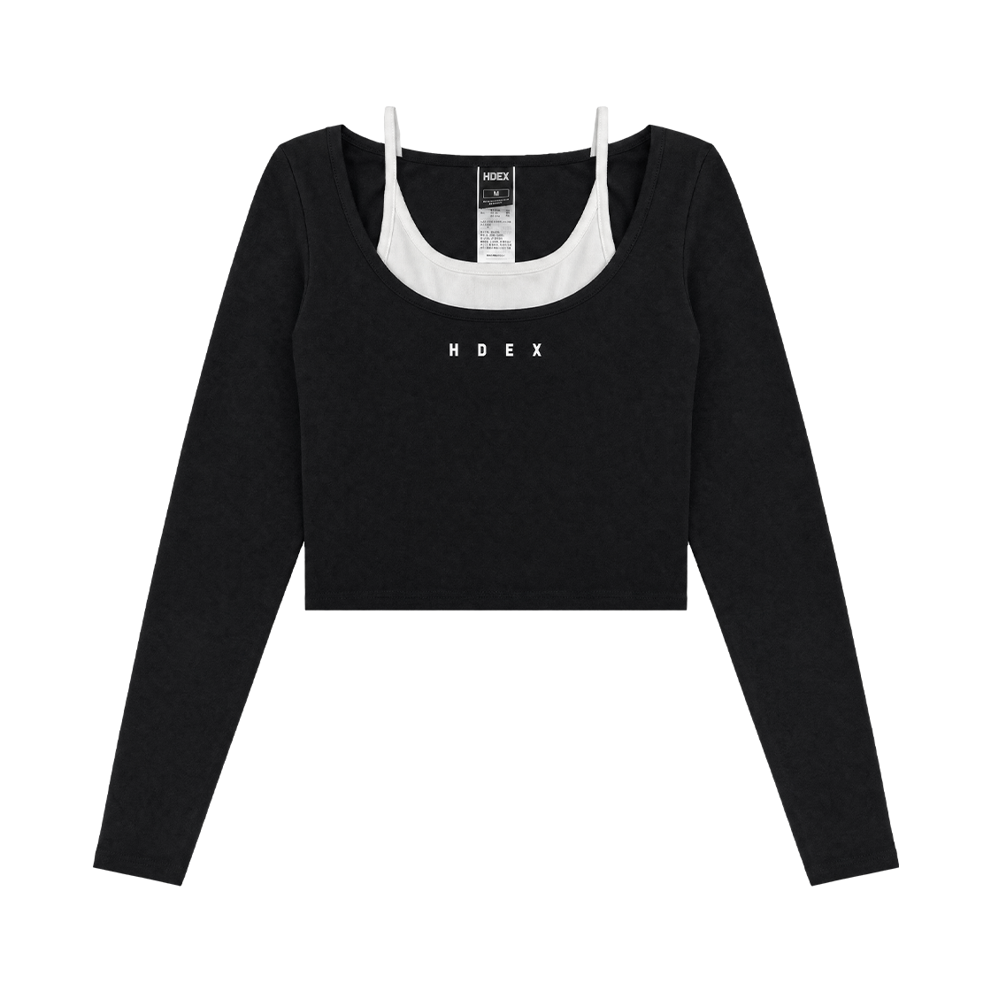에이치덱스 소피 레이어드 롱 슬리브 브라탑 블랙(HDEX Sophie Layered Long Sleeve Bra Top Black)