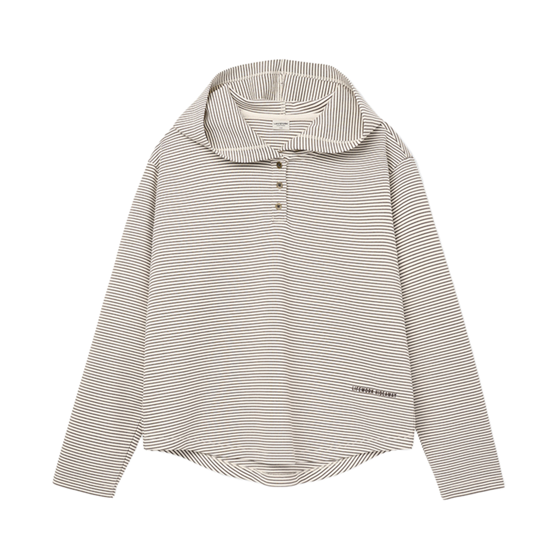 라이프워크 스트라이프 버튼 헨리넥 후드 티셔츠_LW263HD711(Lifework Stripe Button Henley Neck Hoodie T-shirt_LW263HD711) - 2