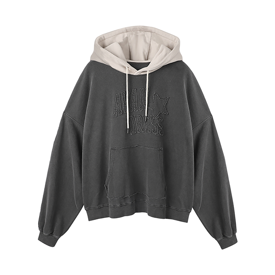 어반드레스 투톤 로우컷 후디 피그먼트 그레이(AVANDRESS Twotone Rawcut Hoody PIGMENT GREY)