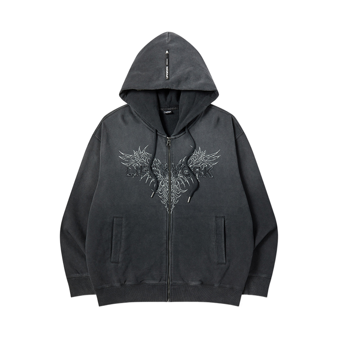 라이프워크 빈티지 데미지 로고 후드 집업_LW263ZT307(Lifework Vintage Damage Logo Hoodie Zip-up_LW263ZT307)