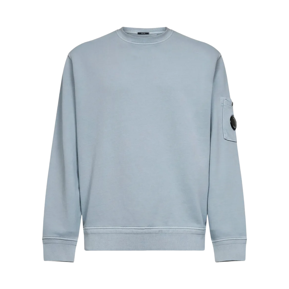 20CMSS036A110044R809 C.P. Company Cotton Diagonal Fleece Resist Dyed Crewneck Lens Sweatshirt Silver Blue - 26SS