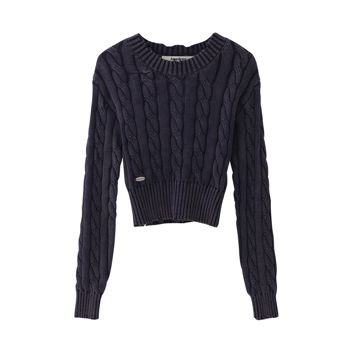 어반드레스 에리카 라운드 데미지 니트 네이비(AVANDRESS Erica Round Damage Knit NAVY)