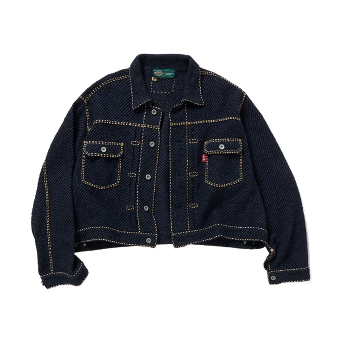 KM6DOTBGM07NY Gim Context Hand Stitched Rigid Denim Knit Jacket Navy - 26FW