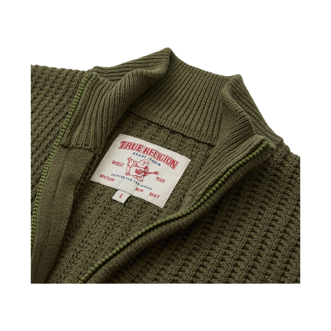 트루릴리젼 리코일 패널 니트 집업 - 카키(True Religion Recoil Panel Knit Zip-up - Khaki) - 3