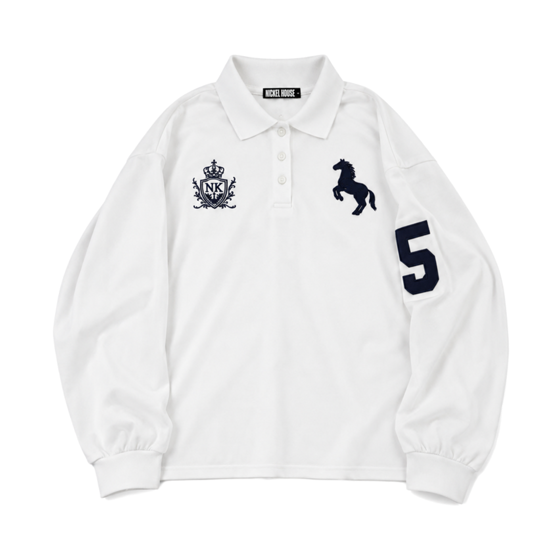 NKHSPKLS002 NICKEL DONKY COLLARED L/S WHITE