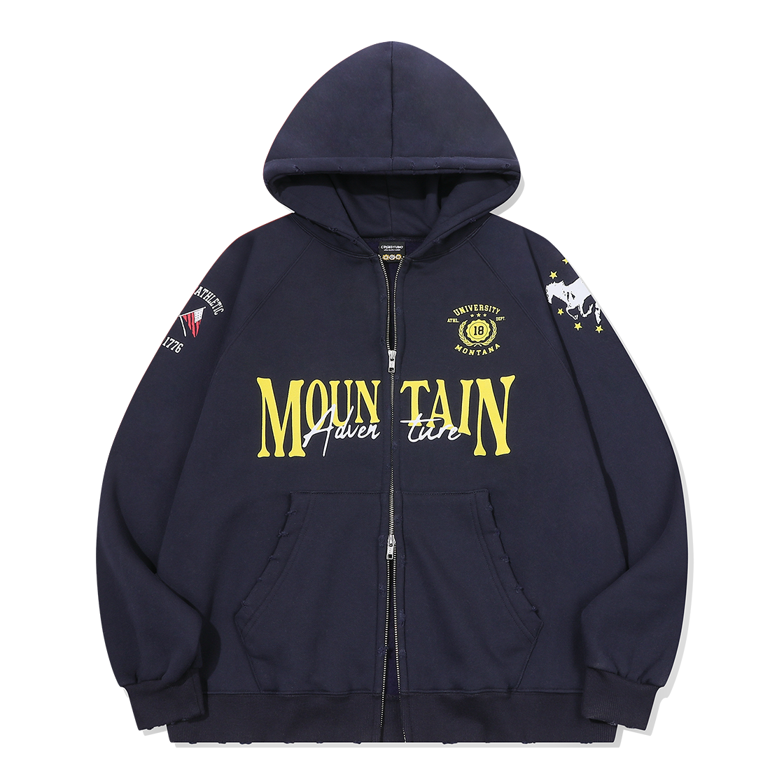 C26FB54 CPGN STUDIO [2-WAY] Montana Mountain Raglan Zip-up Hoodie Navy