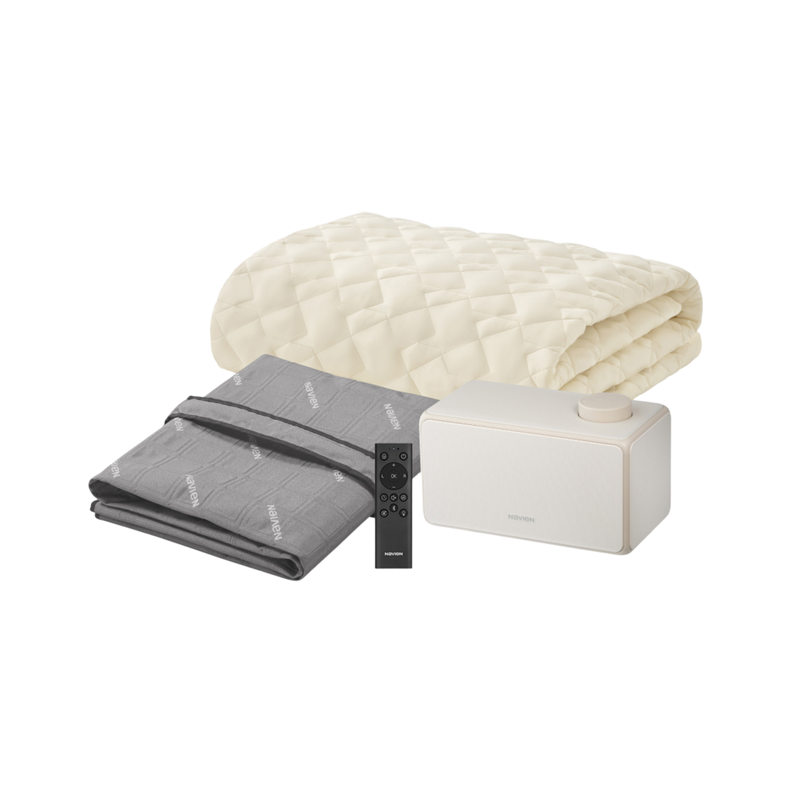 EMW721-QS Kyungdong Navien AI Sleep Mat Heated Mattress Pad Slim Cotton Blend Light Beige EMW721-QS