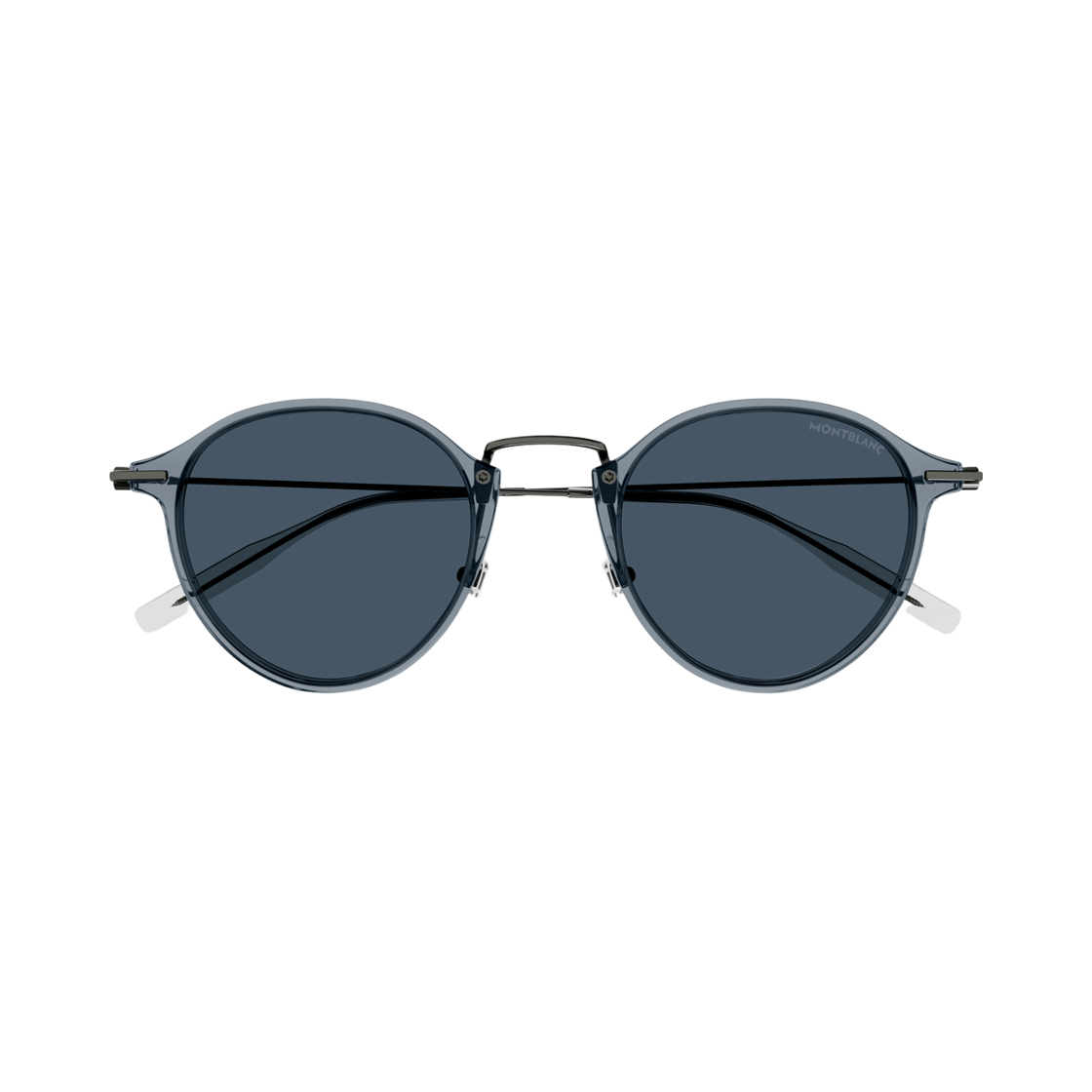 MB0294S-003 Montblanc Round Frame Injection Sunglasses Grey Blue