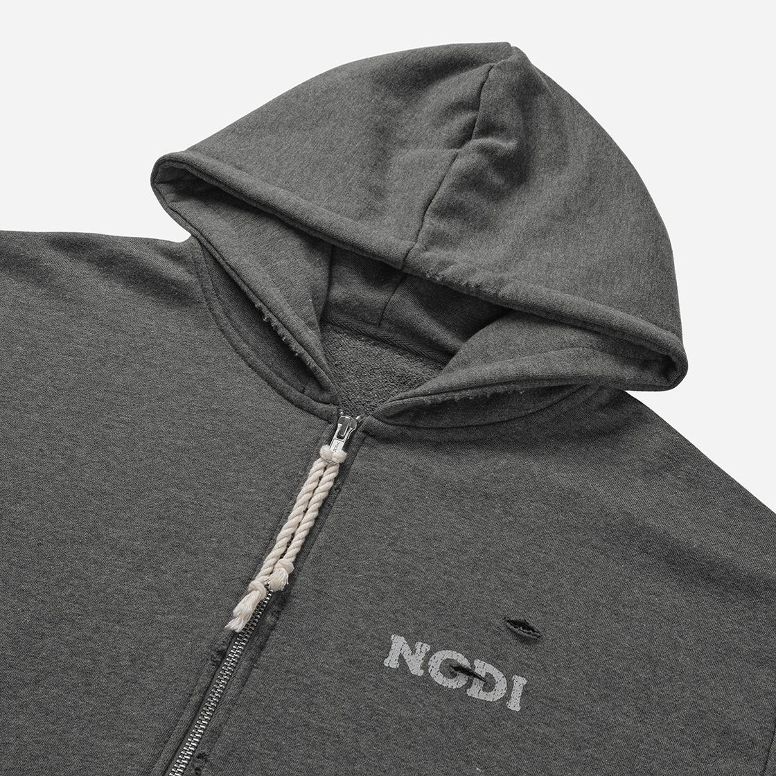 노디 올드 마그넷 후드 집업 차콜 멜란지(NODI Old Magnet Hood Zip up Charcoal Melange) - 4