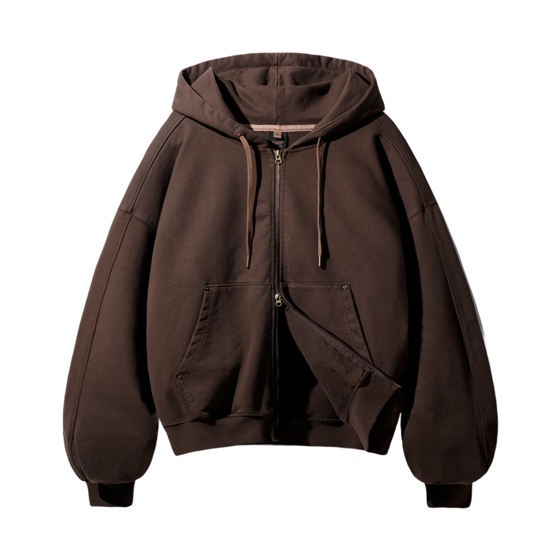 JYHD3570_brown_29 TWN Copper Pigment Crop Hoodie Zipup Brown JYHD3570