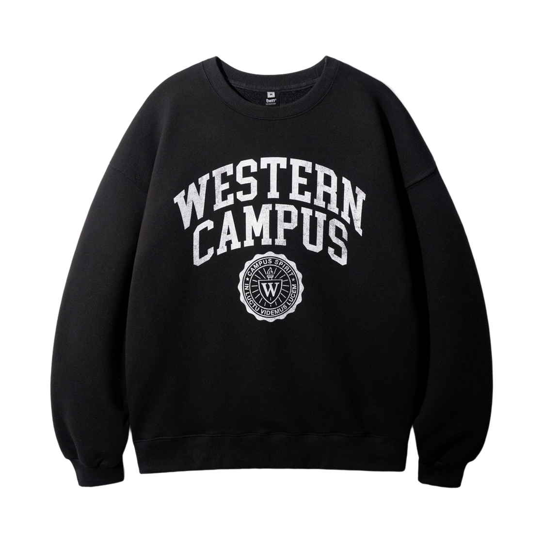 티떠블유엔 웨스턴 캠퍼스 맨투맨 블랙 JUMT3635(TWN Western Campus SweatShirt Black JUMT3635)
