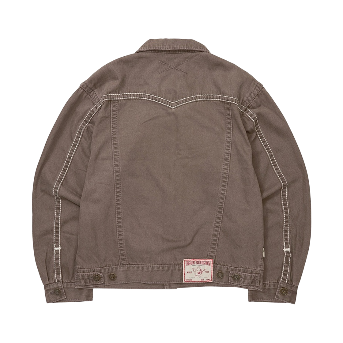 트루리릴젼 Big T 워시드 데님 트러커 자켓 - 워시드 브라운(True Religion Big T Washed Denim Trucker Jacket - Washed Brown) - 2