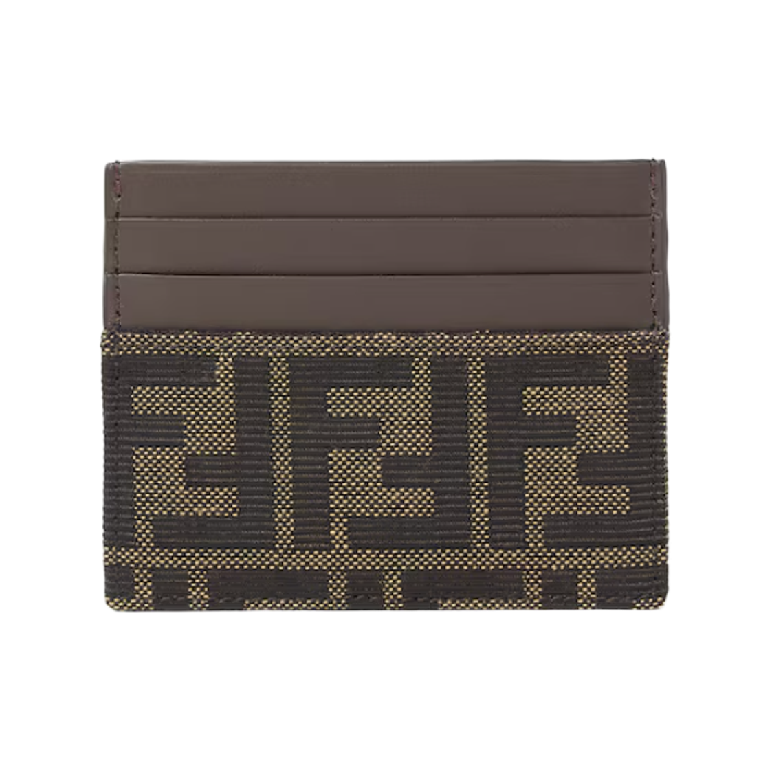 7M0164B16FF14YN Fendi FF Jacquard Card Holder Brown