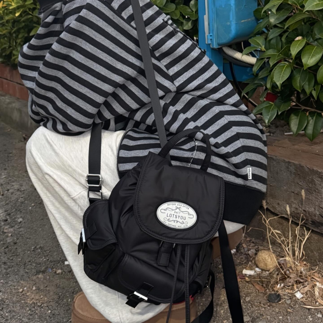 라츠유 노스텔지아 츄비 백팩 블랙(LOTS YOU Nostalgia chubby Backpack Black) - 5