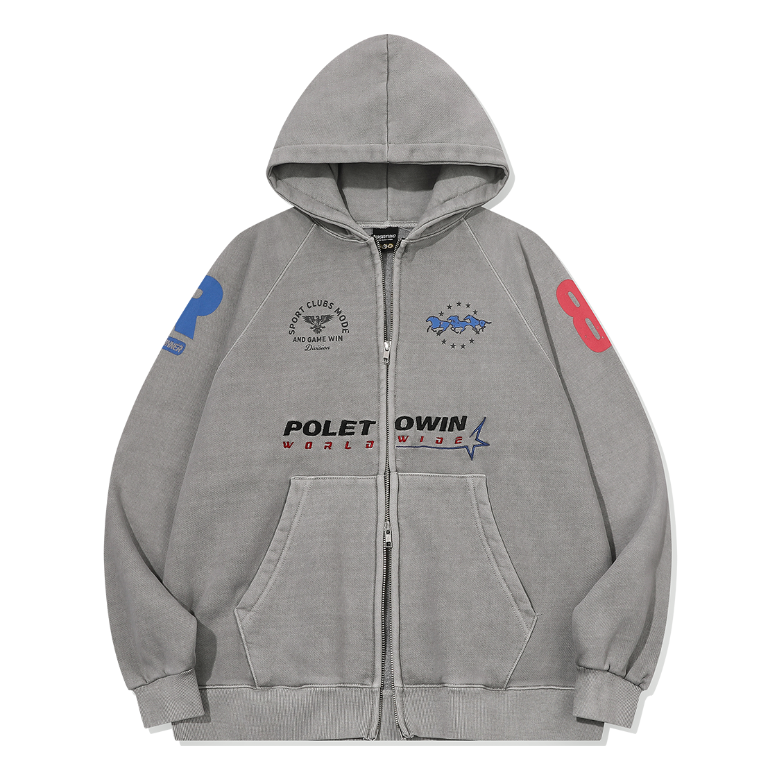 C26FB56 CPGN STUDIO [2-WAY] Pole to Win Raglan Pigment Zip-up Hoodie Ghost Gray