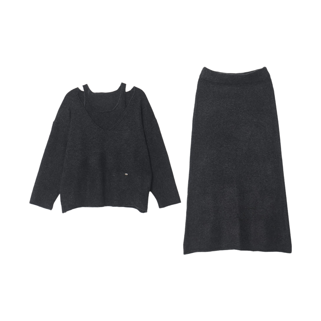 메종르하르 디저트 니트 SET (브이넥니트+스커트+슬리브리스) 4color(maisonlehar Dessert Knit Set (Vneckknit+Skirt+Sleeveless) 4color) - 1