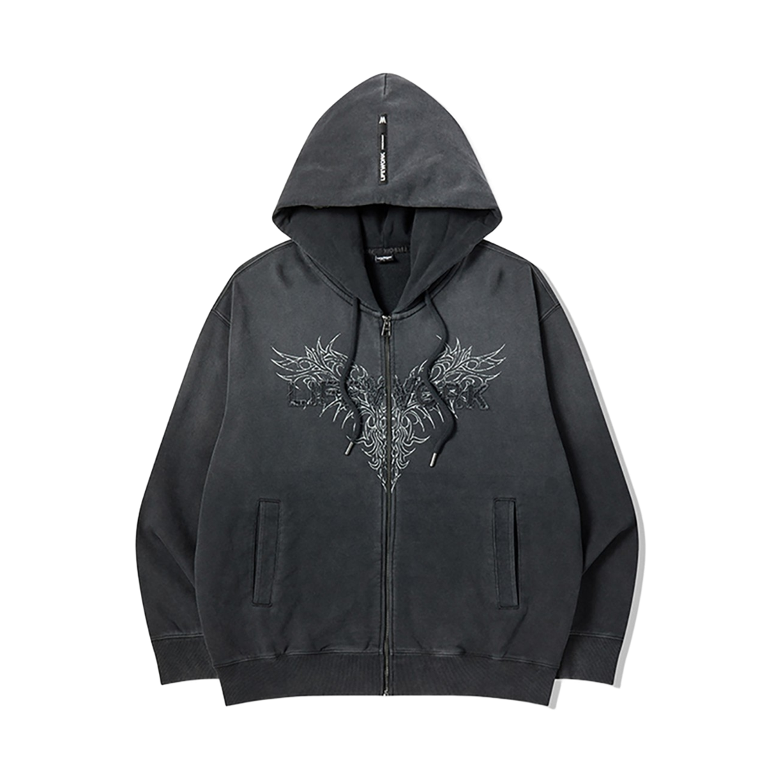 라이프워크 빈티지 데미지 로고 후드 집업_LW263ZT307(Lifework Vintage Damage Logo Hoodie Zip-up_LW263ZT307) - 3