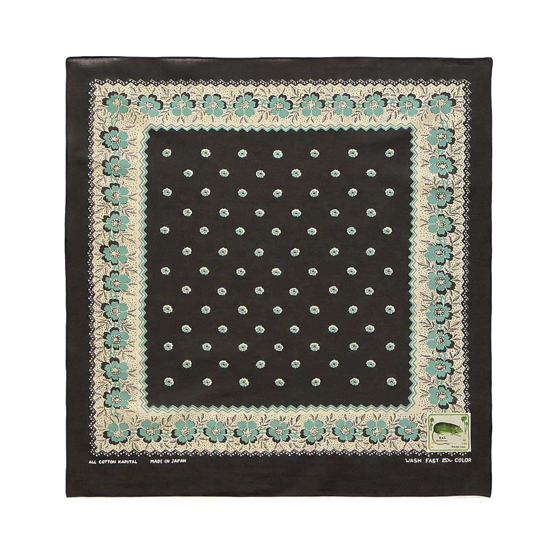 K2609BA506 Kapital Fastcolor Selvedge Bandana Garland Calico Black