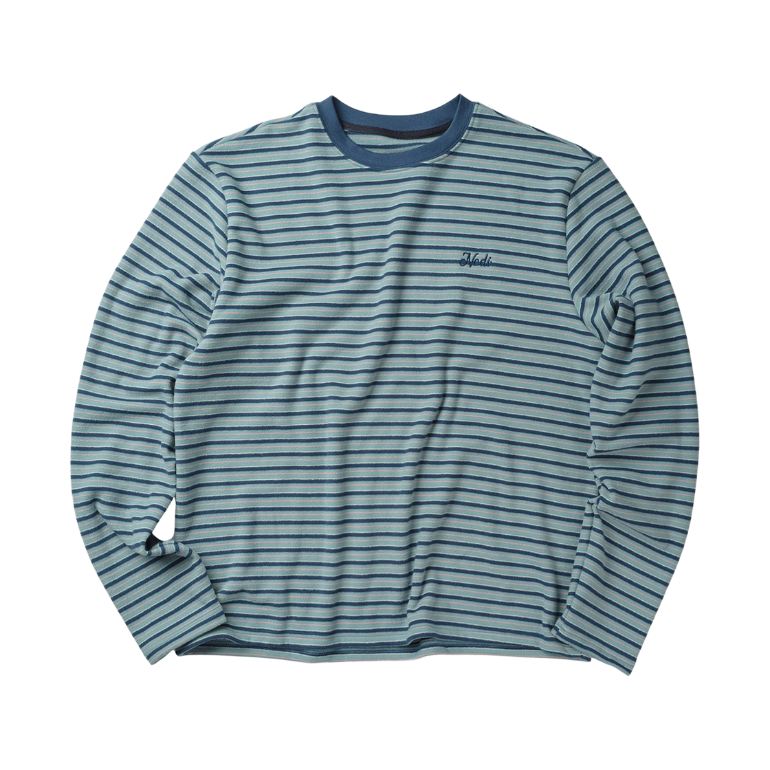 26FW_ND_LS_001_BL NODI Multi Stripe Fleece Long Sleeve Blue