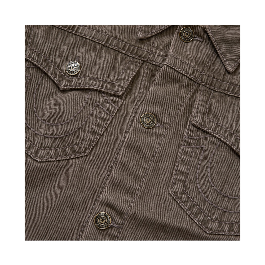 트루리릴젼 Big T 워시드 데님 트러커 자켓 - 워시드 브라운(True Religion Big T Washed Denim Trucker Jacket - Washed Brown) - 3