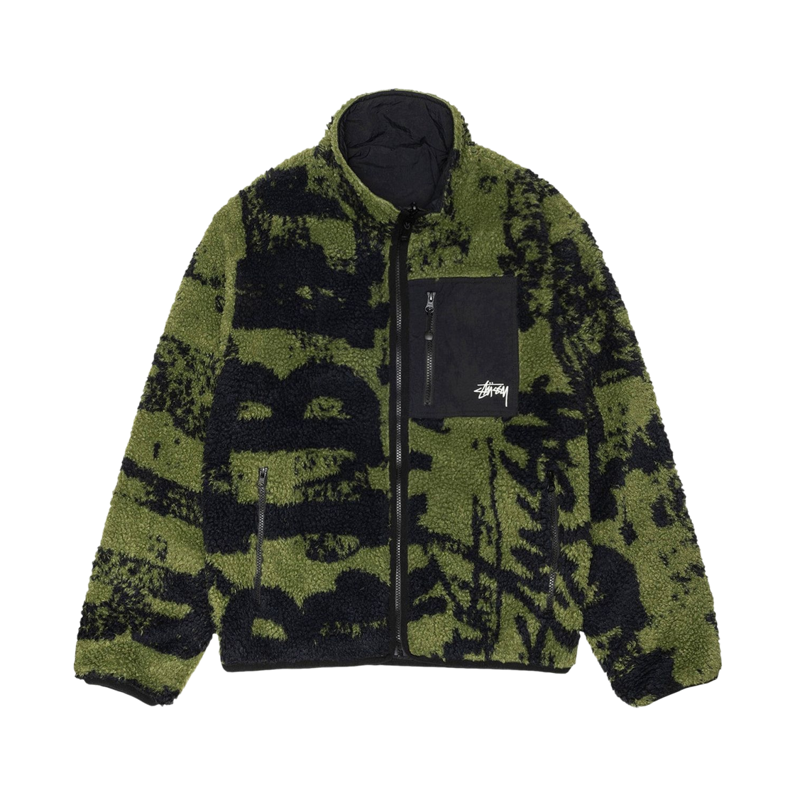 118545 Stussy Sherpa Reversible Stamp Jacket Green