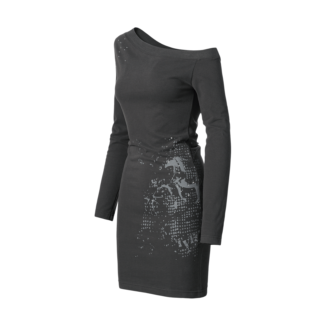 더바이닐하우스 오프숄더 원피스(W) 차콜(Thevinylhouse Off Shoulder One-Piece(W) Charcoal) - 2