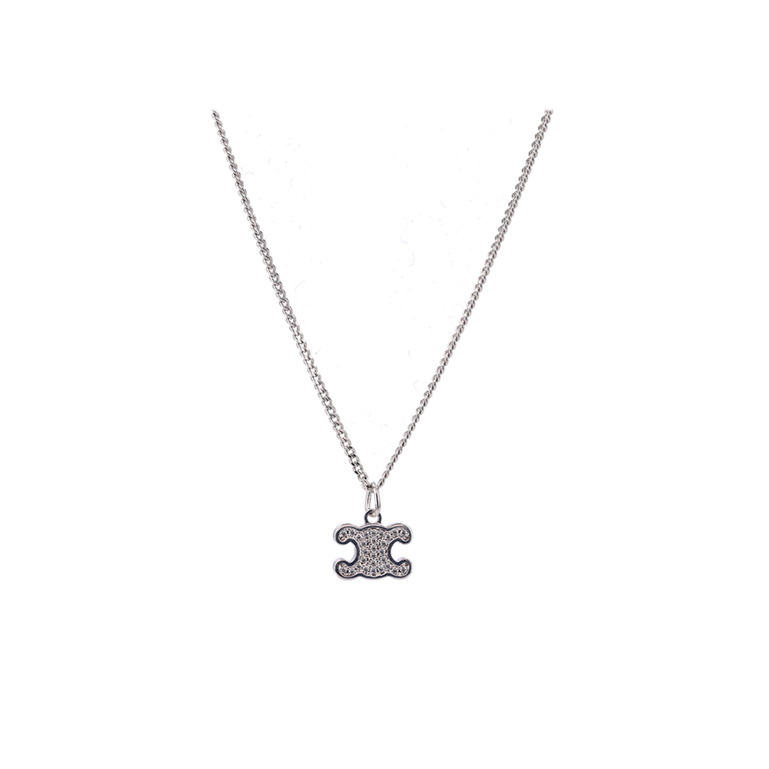 셀린느 브래스 로듐 피니쉬 크리스탈 트리옹프 라인스톤 네크리스 실버(Celine Crystal Triomphe Rhinestone Necklace)