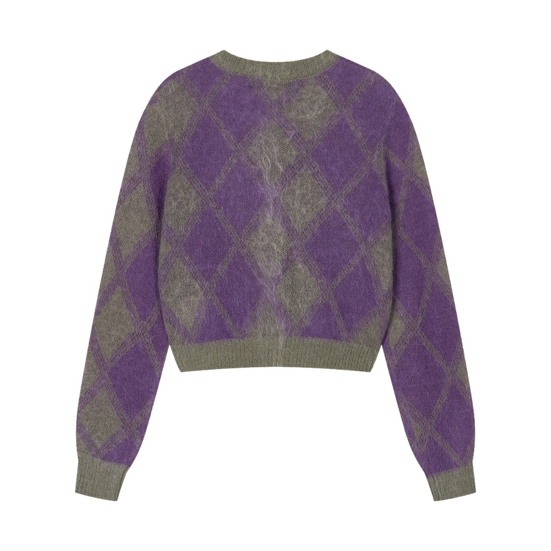 에핑글러 우먼 아가일 가디건 카키 퍼플 - 26FW(Epingler Women Argyle Cardigan Khaki Purple - 26FW) - 2