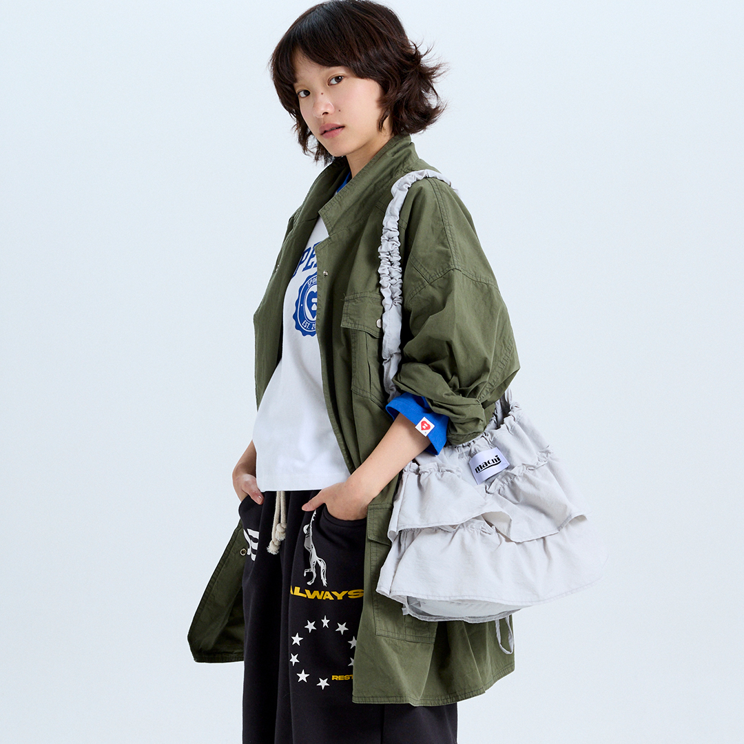 마크니 캉캉 프릴 숄더 크로스 백 라이트 그레이(MACNI Cancan Frill Shoulder Cross Bag Light Grey) - 3