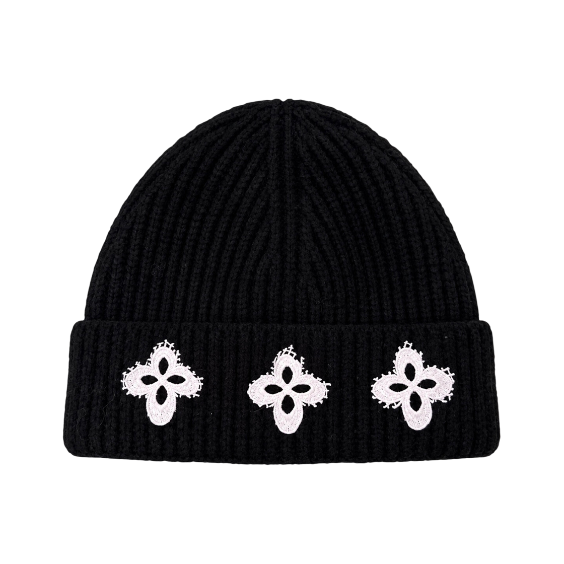 [주문제작] 써저리 플레이드 클로버 로고 비니 블랙([주문제작] Surgery Frayed Clover Logo Beanie Black)