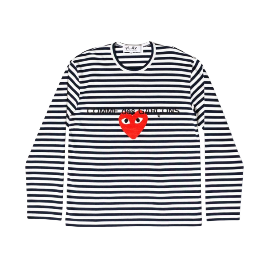 - Play Comme des Garcons Logo Print Striped T-Shirt Black White