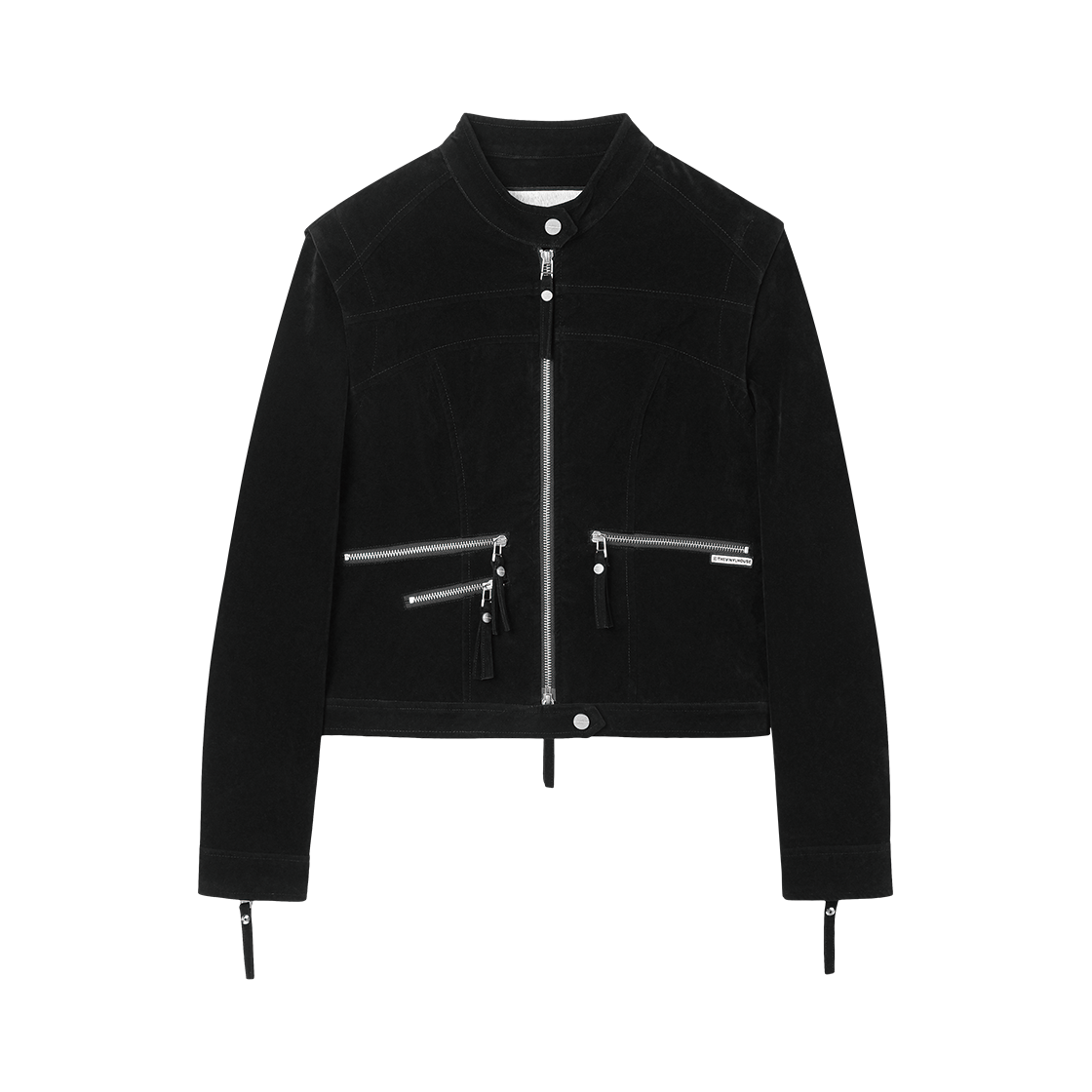 더바이닐하우스 논 카라 스웨이드 재킷(W) 블랙(Thevinylhouse Non Collar Suede Jacket(W) Black)