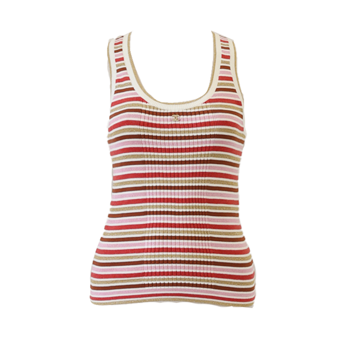 ITHTU5QORITP Chanel CC Logo Stripe Tank Top