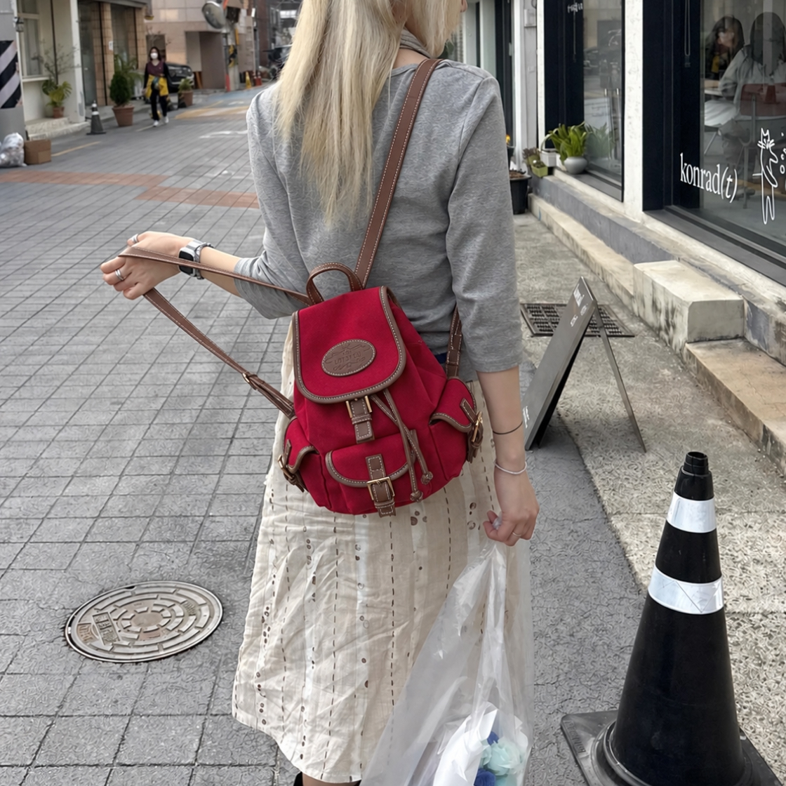 라츠유 노스탤지아 캔버스 백팩 레드(LOTS YOU Nostalgia Canvas Backpack Red) - 5