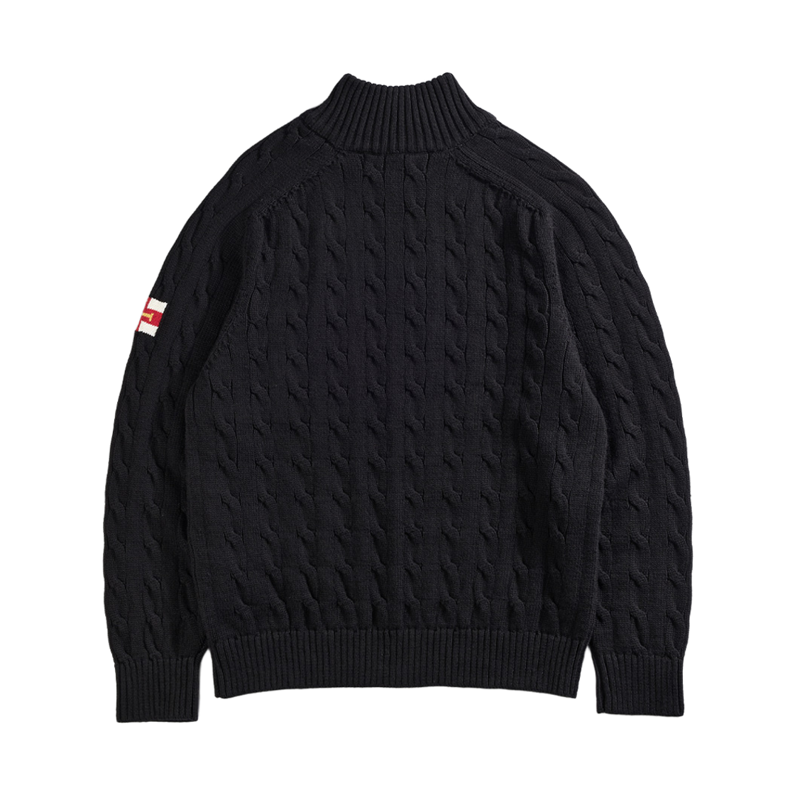 건지울른스 헤비코튼 케이블 하프 집업 스웨터 블랙(Guernsey Woollens Heavy Cotton Cable Half-Zip Sweater Black) - 2