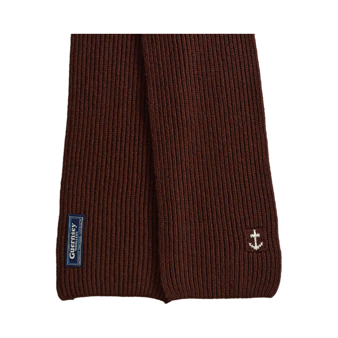 건지울른스 슈퍼파인 메리노울 앵커 머플러 브라운(Guernsey Woollens Superfine Merino Wool Anchor Scarf Brown) - 2