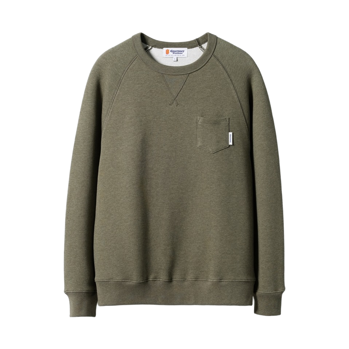 GW26CTS01-OV Guernsey Woollens French Terry Raglan Sweatshirt Olive