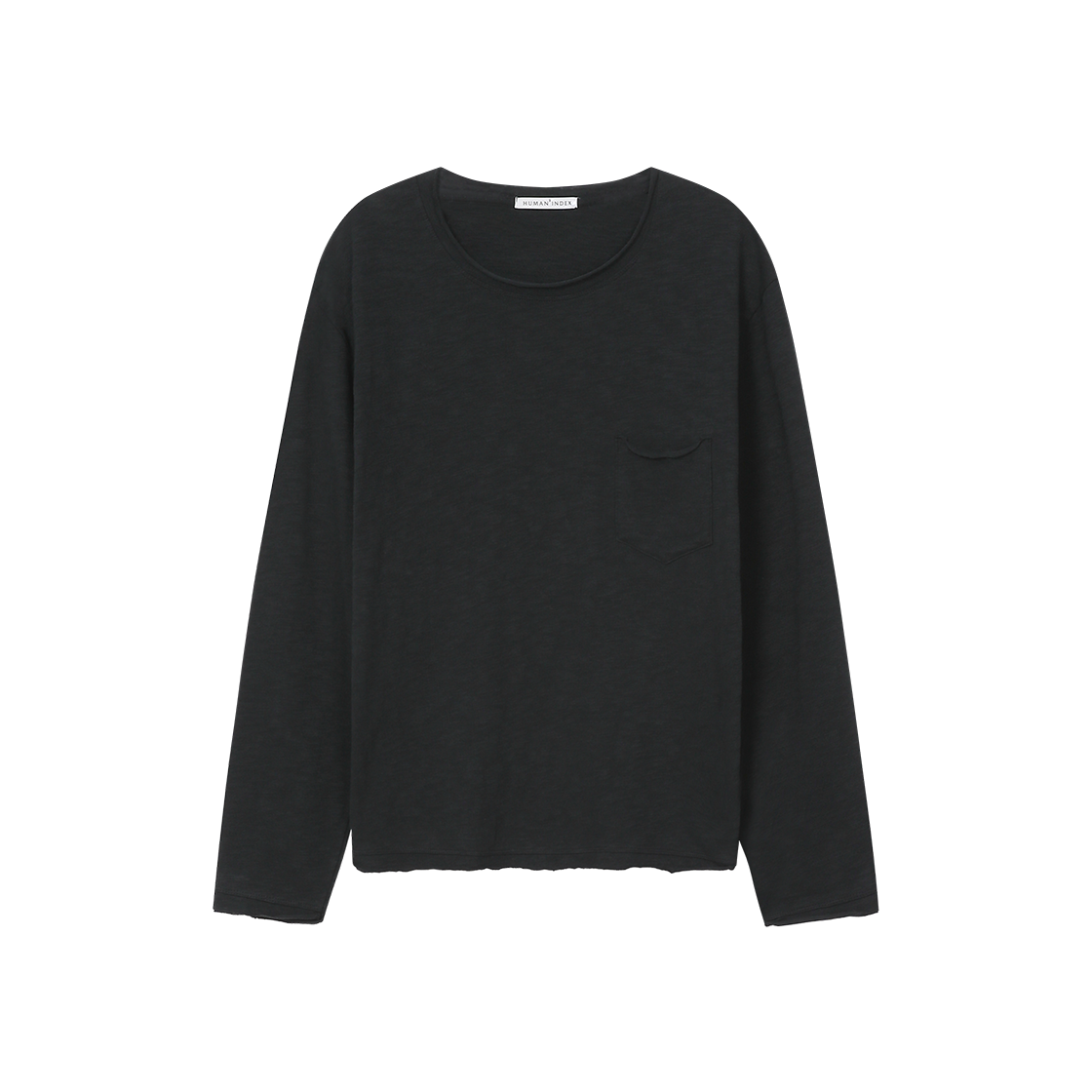 HM6LTL0261B0 Polyteru Human Index Raw Cut Long Sleeves (Slub) Black
