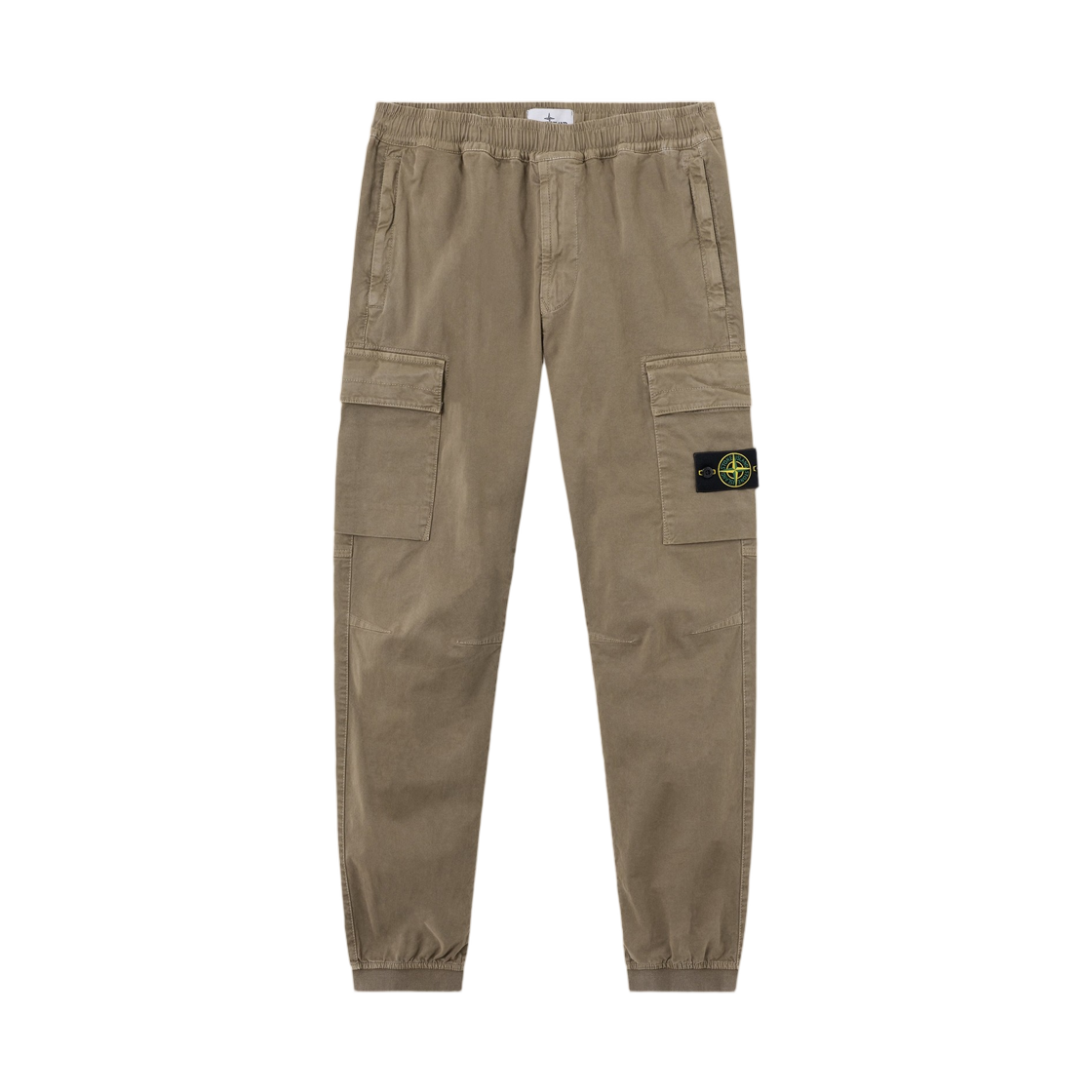 L2S1531000-33S00L1-V015G Stone Island 3100033 Stretch Organic Broken Twill Cotton Old Effect Regular-Tapered-Fit Jogger Trousers with Elastic Waist Military Green - 26FW