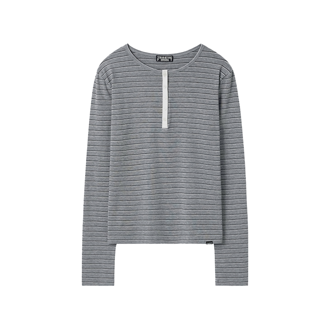 SW2F4TO06MG symmetric percent Striped Henley Neck Top Melange Grey