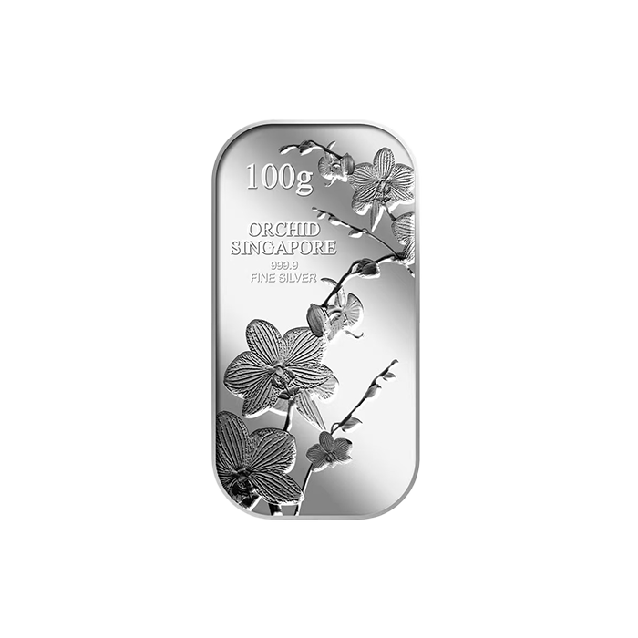 - puregoldsg Orchid 100g Silver Bar (Overseas Shipping)