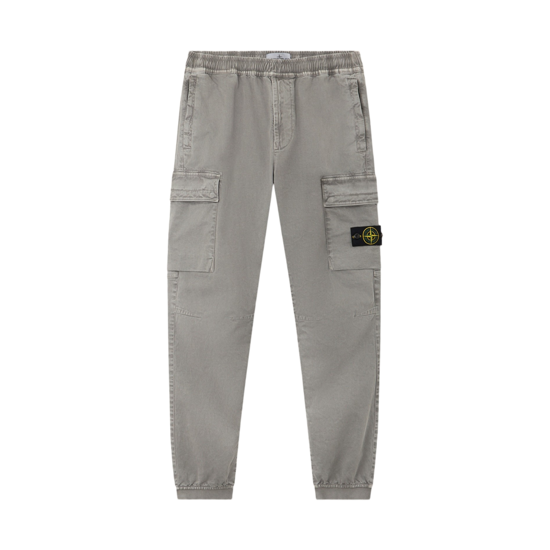 L2S1531000-33S00L1-V0160 Stone Island 3100033 Stretch Organic Broken Twill Cotton Old Effect Regular-Tapered-Fit Jogger Trousers with Elastic Waist Grey - 26FW