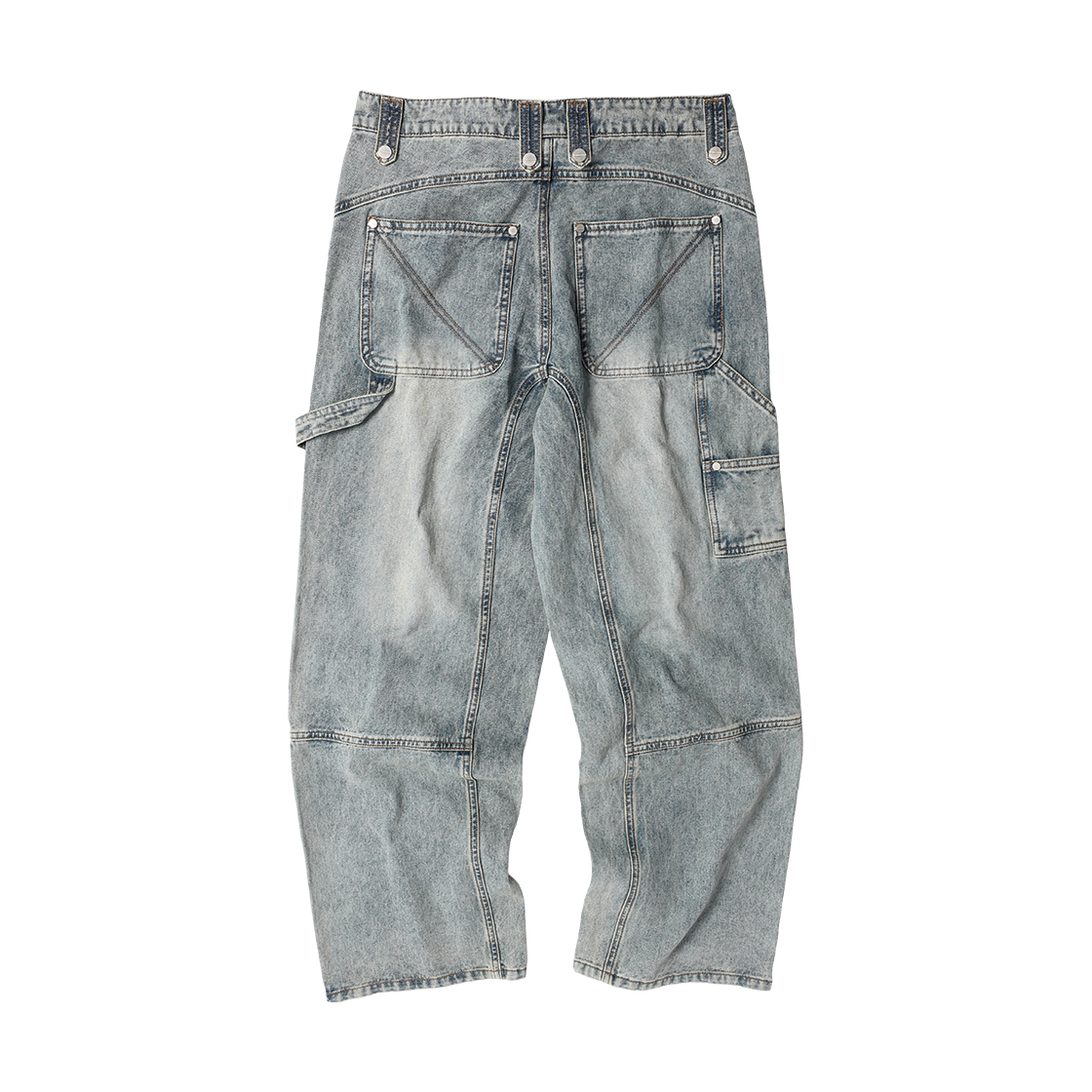 더바이닐하우스 라운드 더블 니 데님 팬츠 라이트 블루(Thevinylhouse Round Double Knee Denim Pants Light Blue) - 2