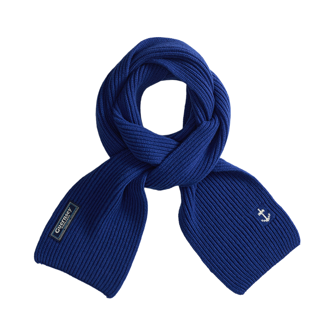 GW2DAC01-bl Guernsey Woollens Superfine Merino Wool Anchor Scarf Blue