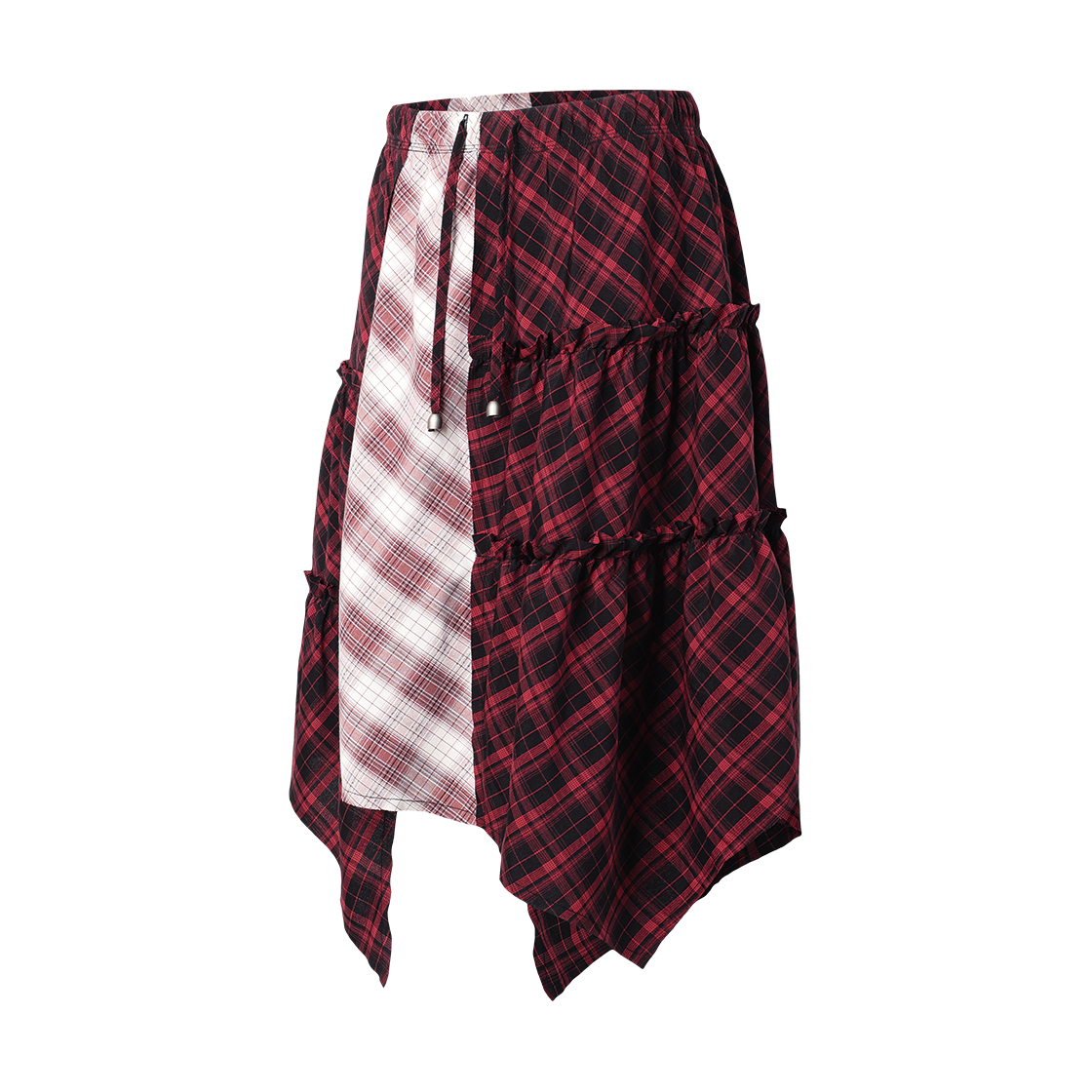 더바이닐하우스 언밸런스 레이어드 체크 스커트(W) 레드(Thevinylhouse Unbalance Layered Check Skirt (W) Red) - 2