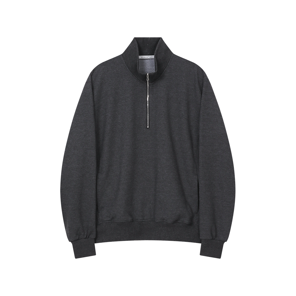 폴리테루 휴먼인덱스 하프 집 스웨트셔츠 차콜(Polyteru Human Index Half-Zip Sweatshirt Charcoal)